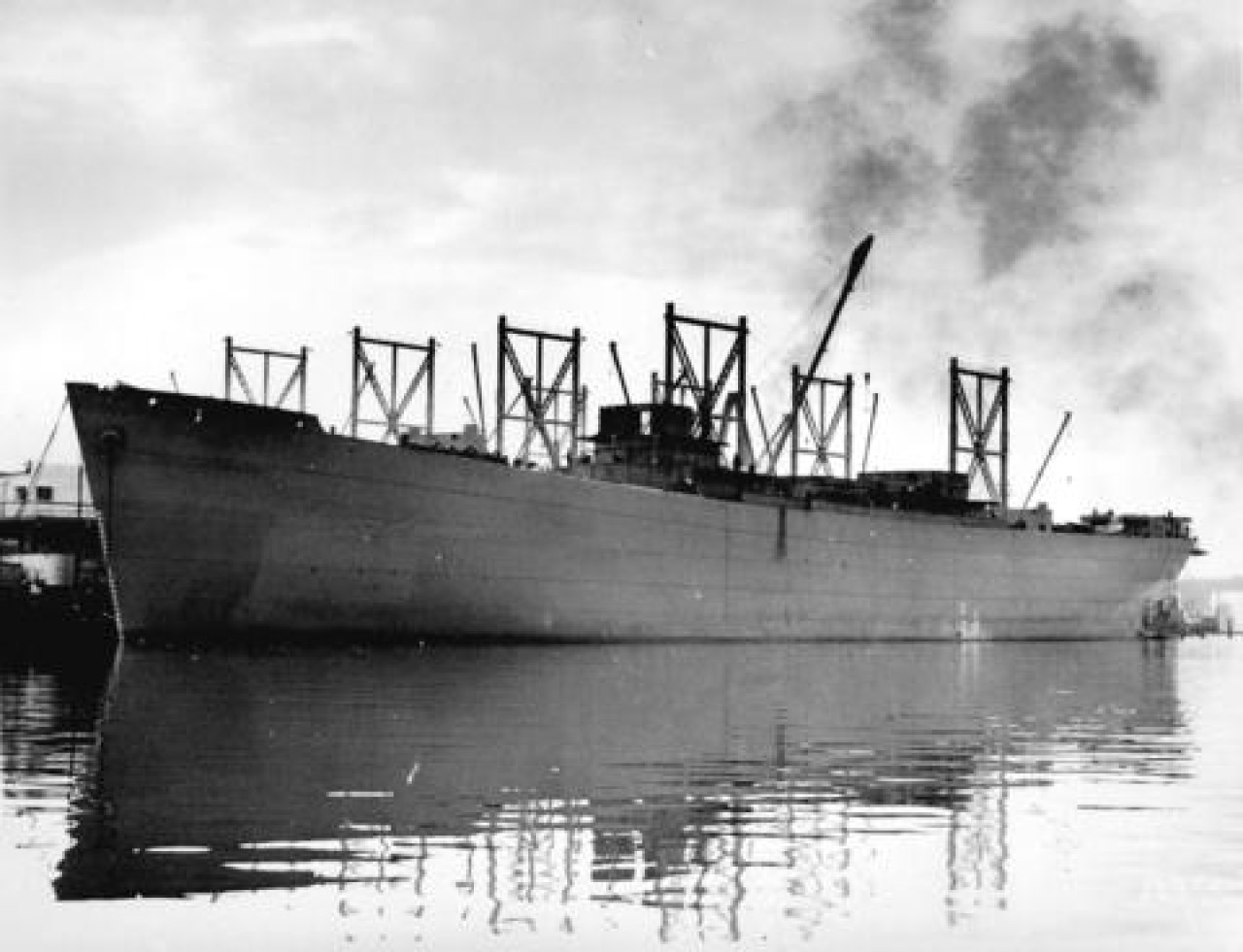 A freighter under construction at West Coast Shipbuilders Limited, 1942. Source: City of Vancouver Archives M-7-46