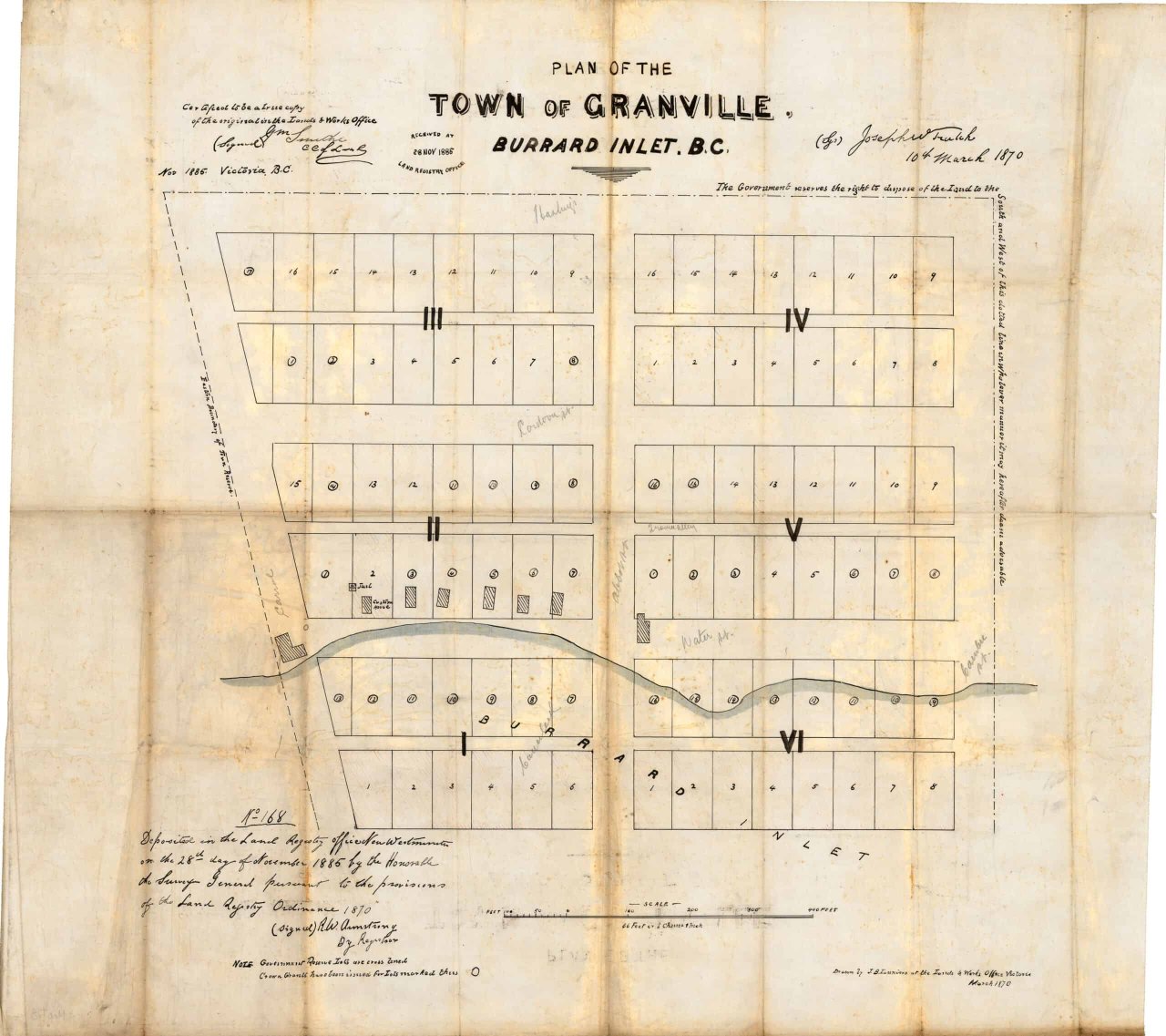 Plan of Granville Townsite, 1870. Source: City of Vancouver Archives MAP 978.