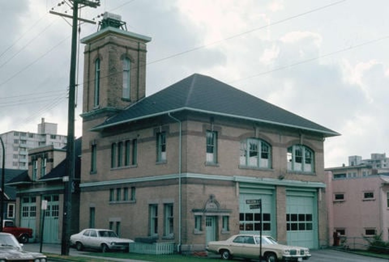 No. 6 Fire Hall at 1500 Nelson Street in 1975. Source: City of Vancouver Archives 780-395