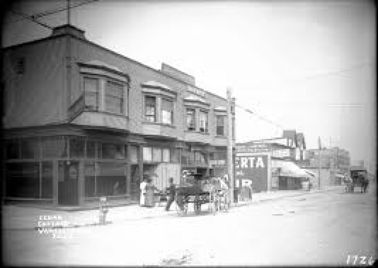 Gow Block

Timms, Phillip.
Vancouver Public Library.
7387.
Interurban Cedar
Cottage. 1913. 
