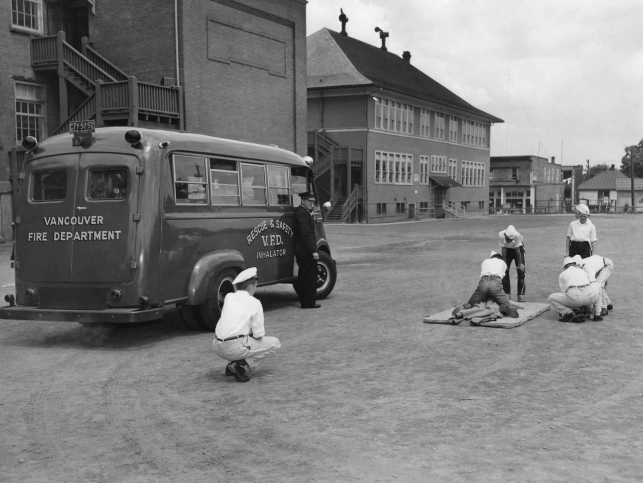 Lord Selkirk School Safety Exercise, Vancouver School Board Archives