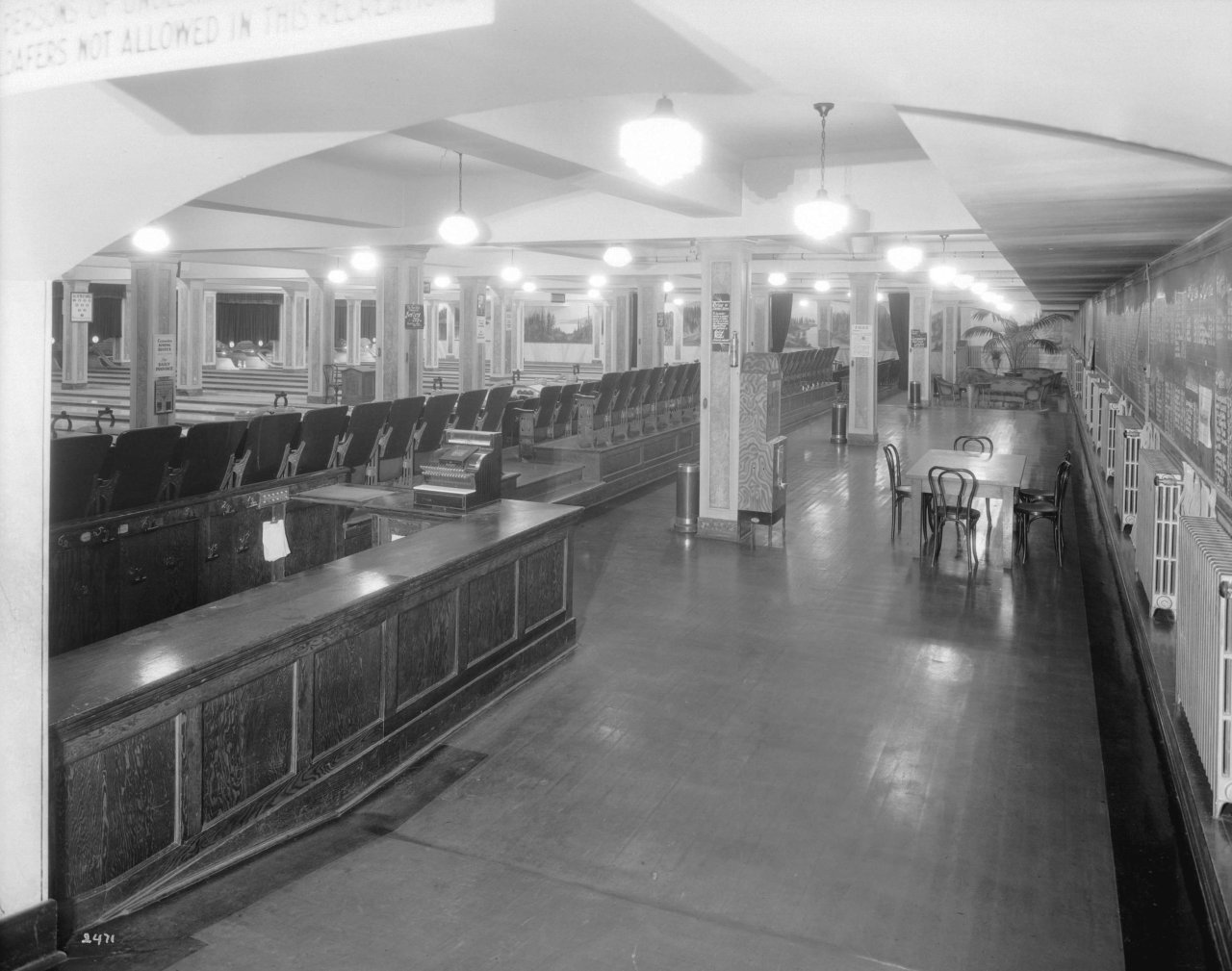 Interior of Commodore Bowling Alley, 1932. Source: City of Vancouver Archives 99-4117