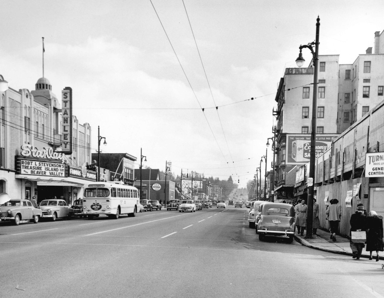 Granville Street at 11th Ave, looking south with Stanley Theatre. Source: City of Vancouver Archives 772-12