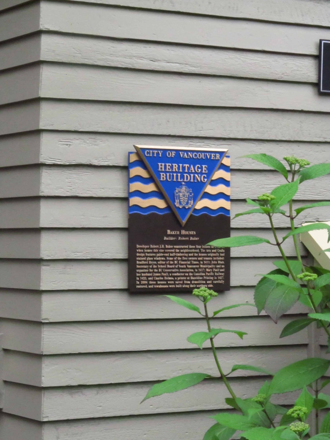 Plaque at 1417 W 11th Avenue