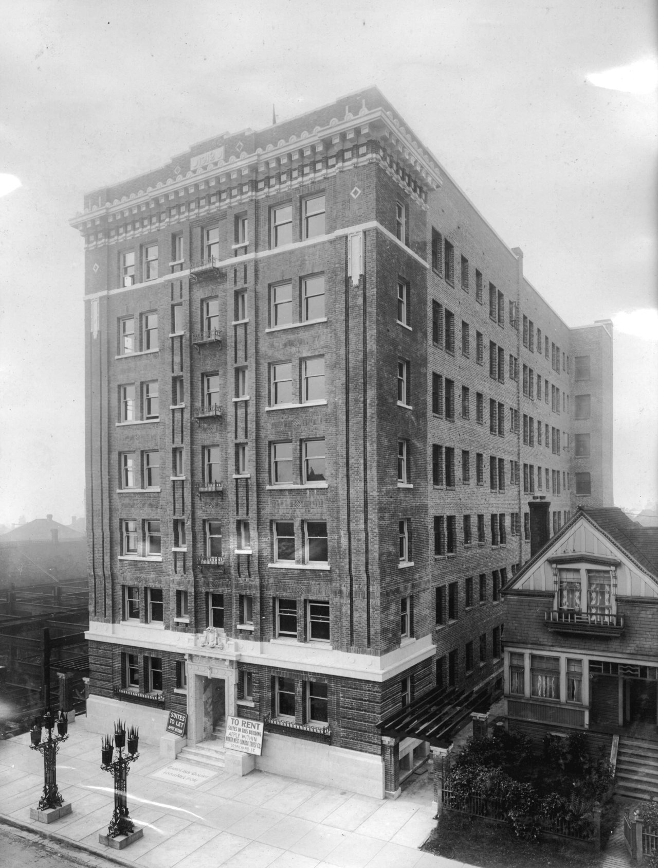 Caroline Court at 1058 Nelson St, c. 1912. Credit: Major Matthews. Source: City of Vancouver Archives M-11-76